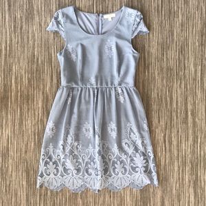 Scalloped Lace Blue Dress